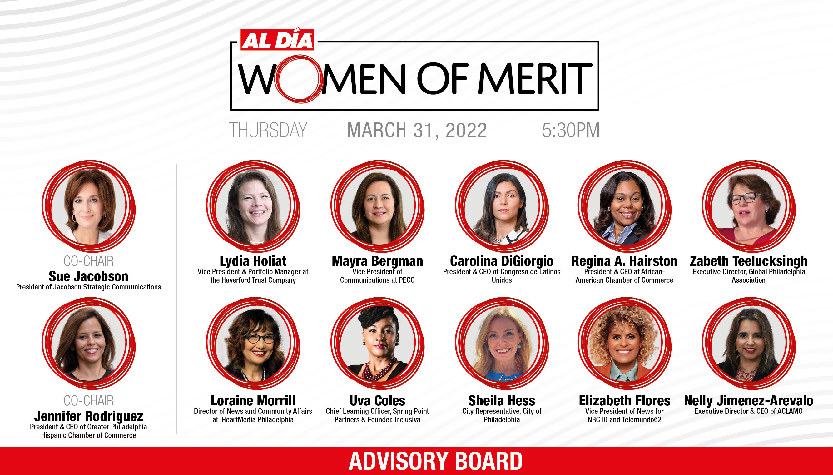 The 2022 AL DÍA Women of Merit advisory board. Graphic: Maybeth Peralta/AL DÍA News. 