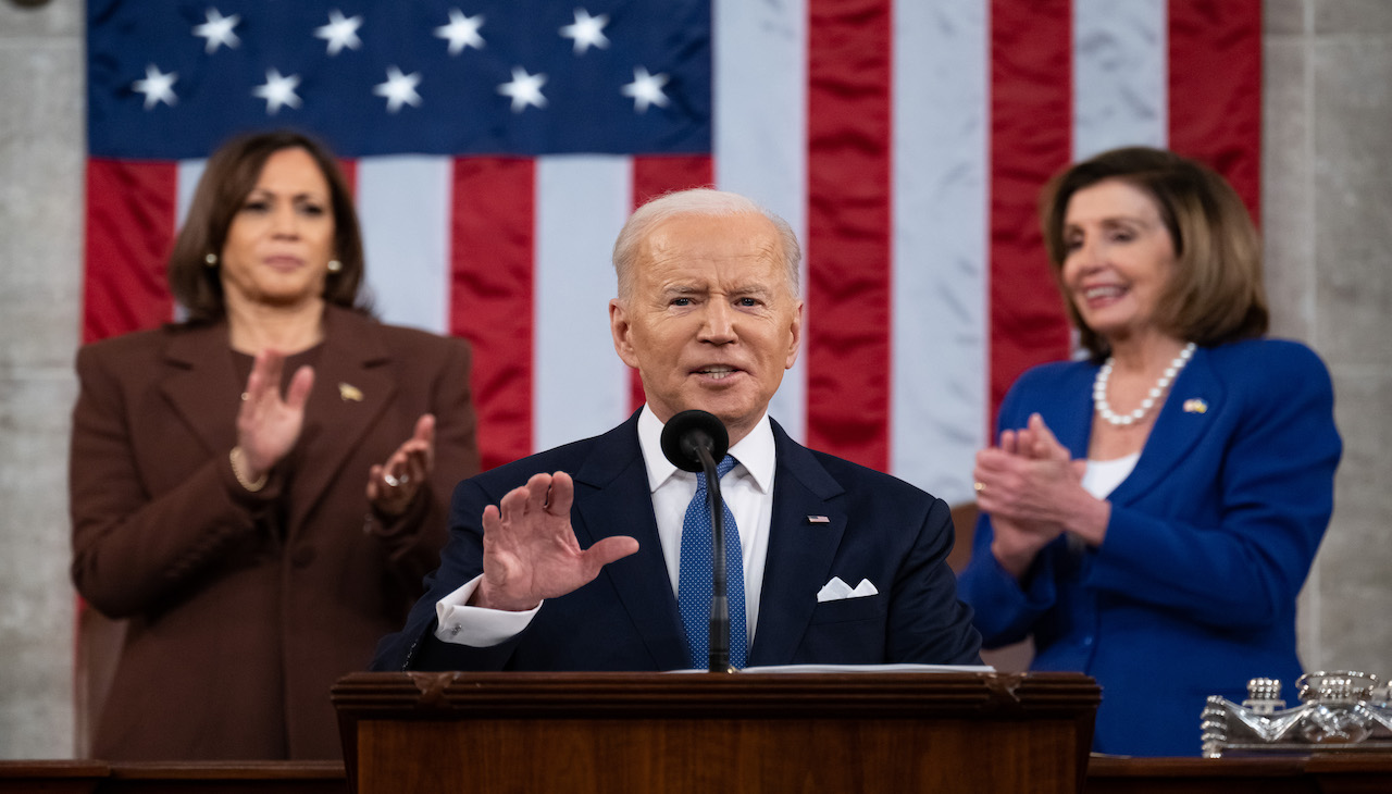 President Joe Biden giving his first State of the Union address.