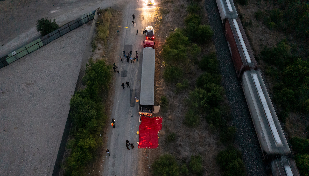 The tractor-trailer found in San Antonio where 50 people are now determined to have died.