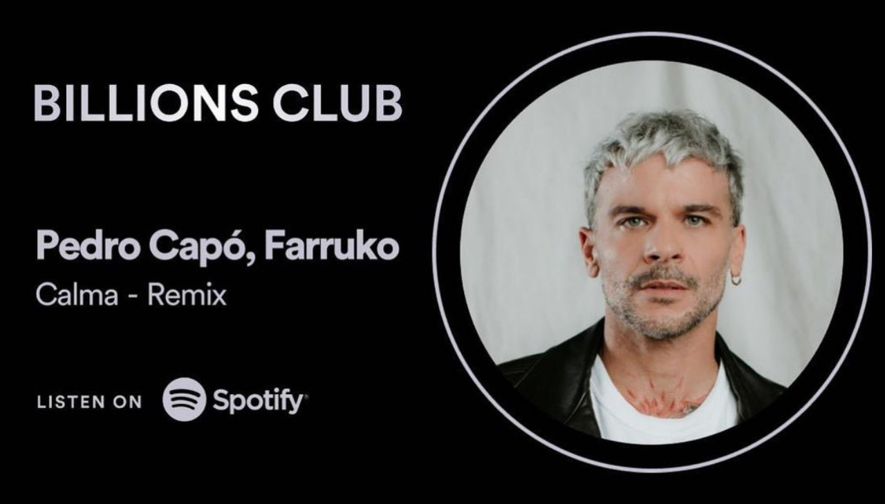 Pedro Capó reached 1 billion plays on his song, "Calma Remix" with Farruko. Photo: Instagram- Pedrocapo