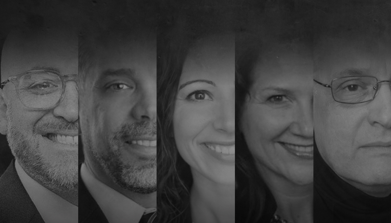 These are the 5 members of the 2022 AL DÍA Top Lawyers Advisory Board. Graphic: Mónica Hernández/AL DÍA News.