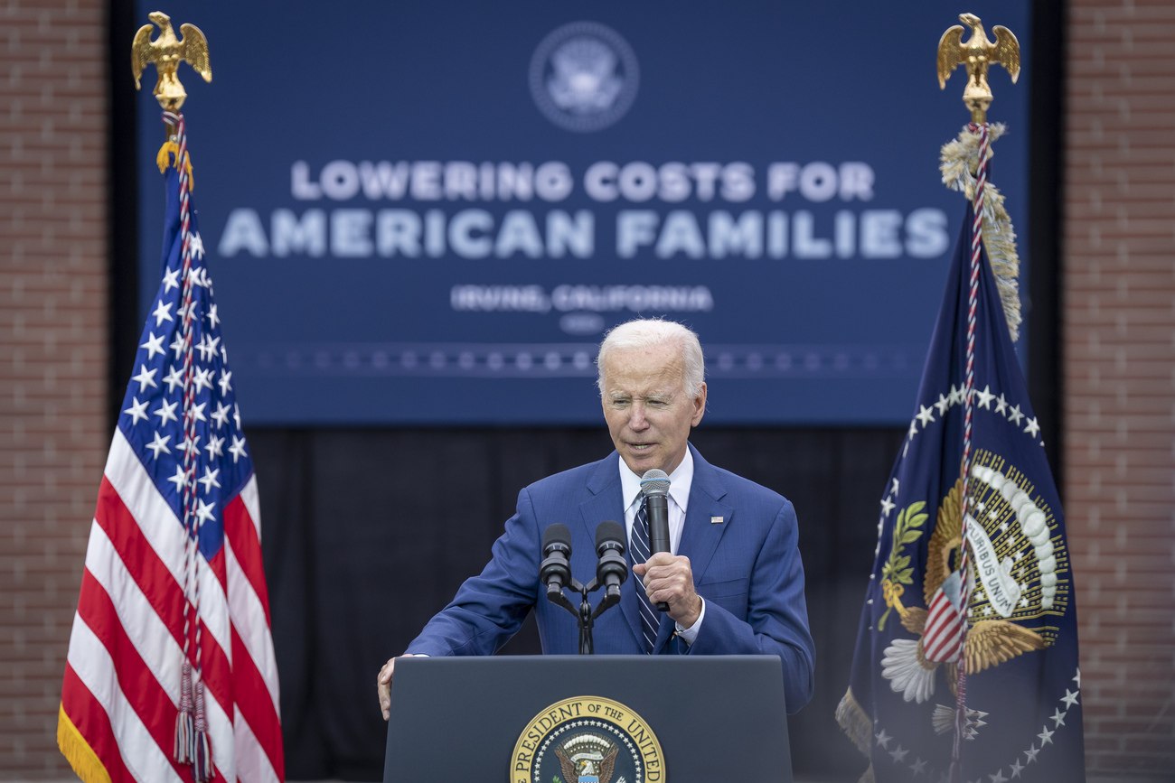 President Joe Biden giving speech. 