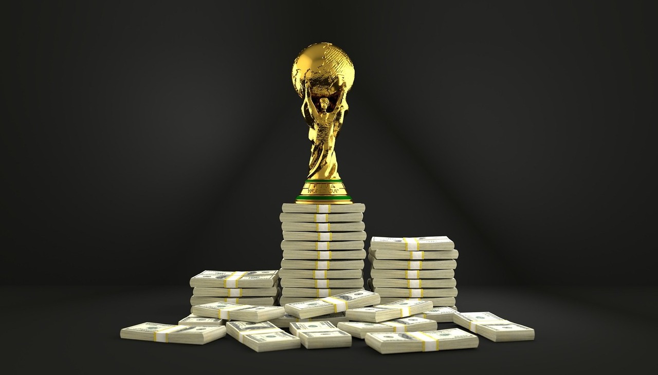 World Cup trophy on top of a lot of cash.