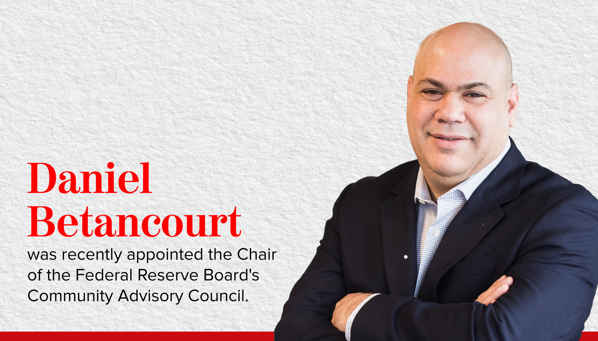 Daniel Betancourt, President of Community First Fund, has a new board chair role. Graphic: Mónica Hernández/AL DÍA News. 