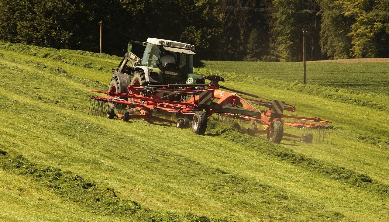 Tractor working the field.