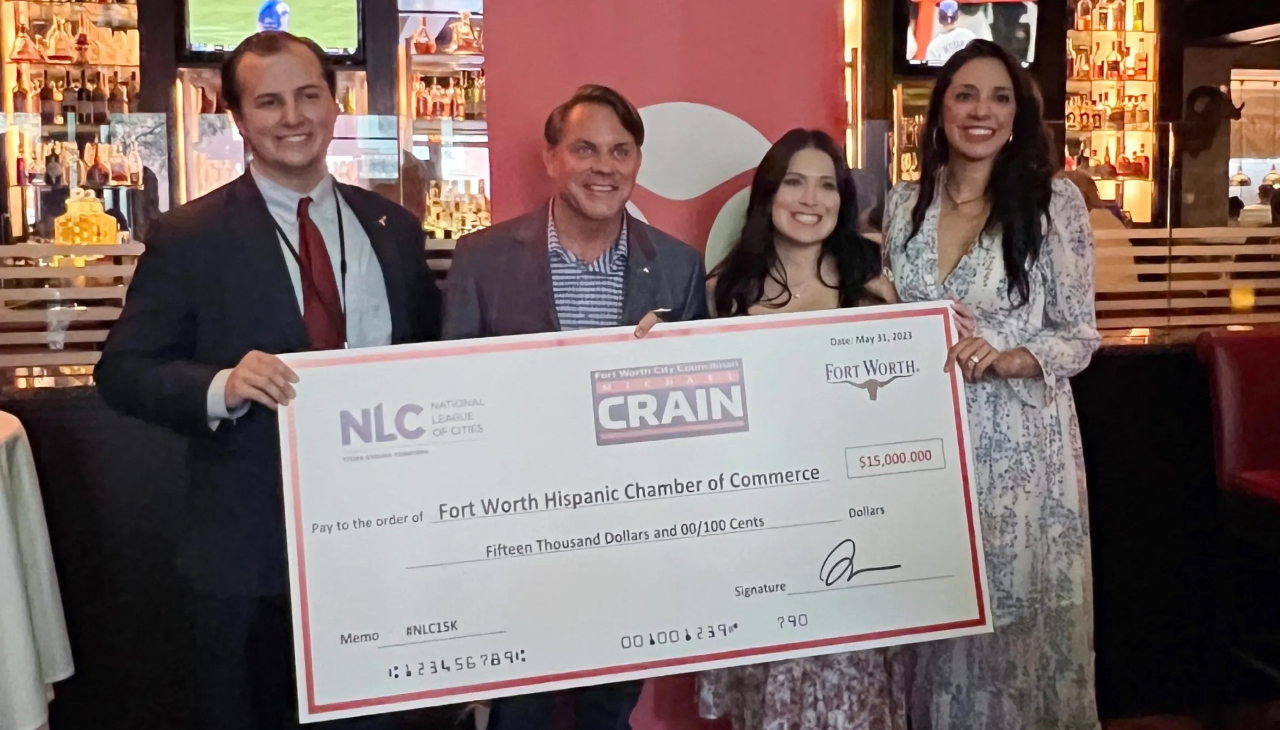 The Fort Worth Hispanic Chamber of Commerce receives $15,000 check. Photo Courtesy of The City of Fort Worth. 