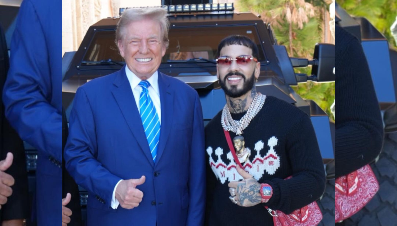 Anuel AA and Donald Trump during his private visit. Photo: Instagram @AnuelAA