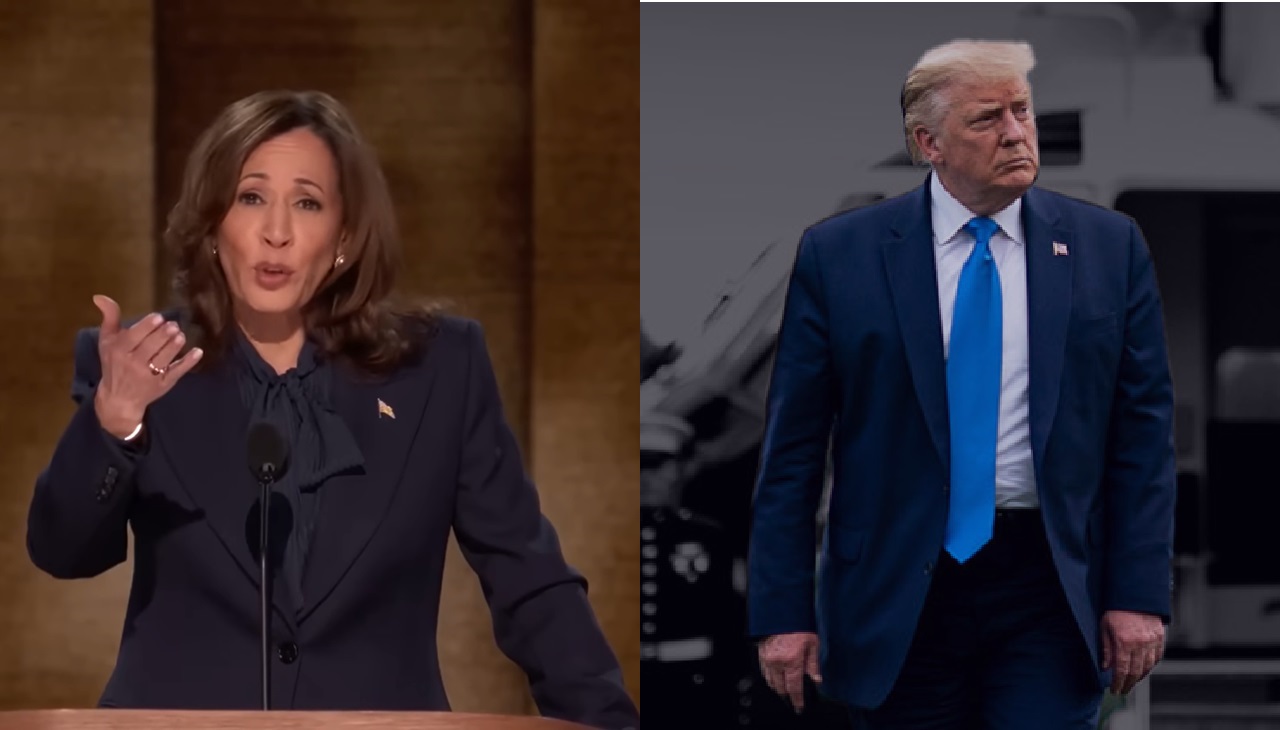 Kamala Harris and Donald Trump. Images taken from Kamala Harris' YouTube channel and Donald Trump's campaign website.