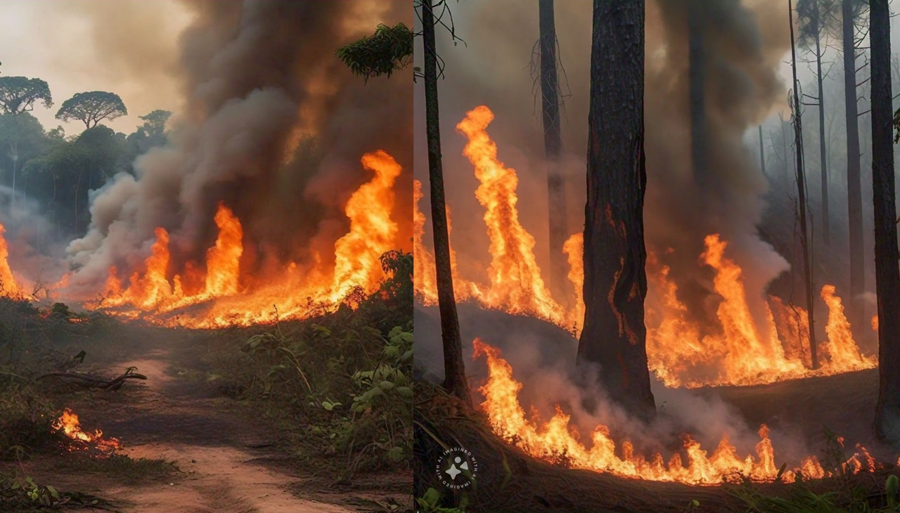 Fire in the Amazon. Photo Generated in Llama Meta's IA.