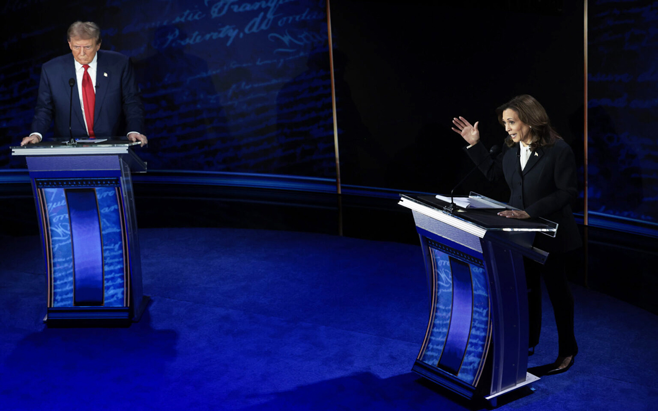 Trump and Harris face off in first presidential debate at the National Constitution Center. (Photo by Win McNamee/Getty Images)