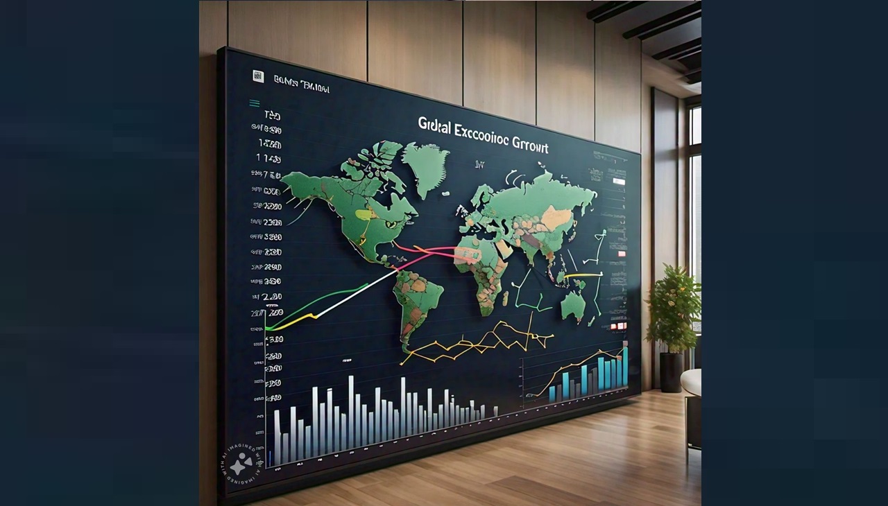 Crecimiento económico mundial. Imagen generada por Llama de Meta.