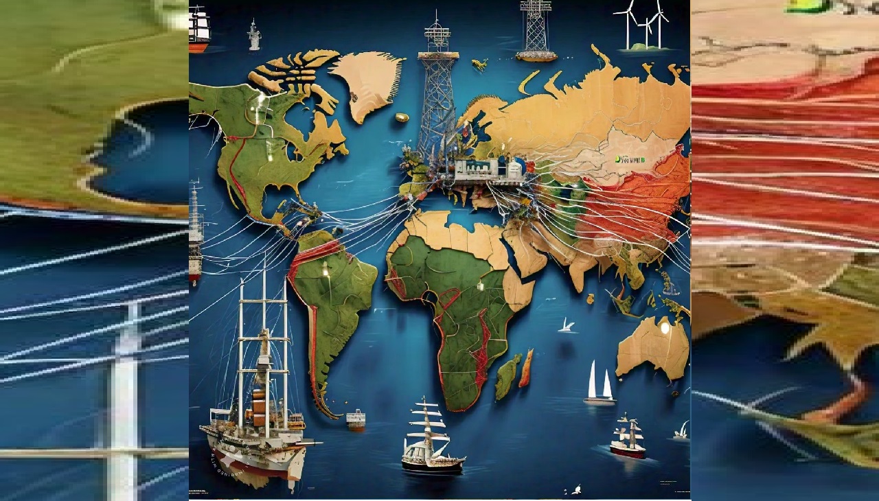 Mapa mundi de las energías. Imagen generada por Llama de Meta