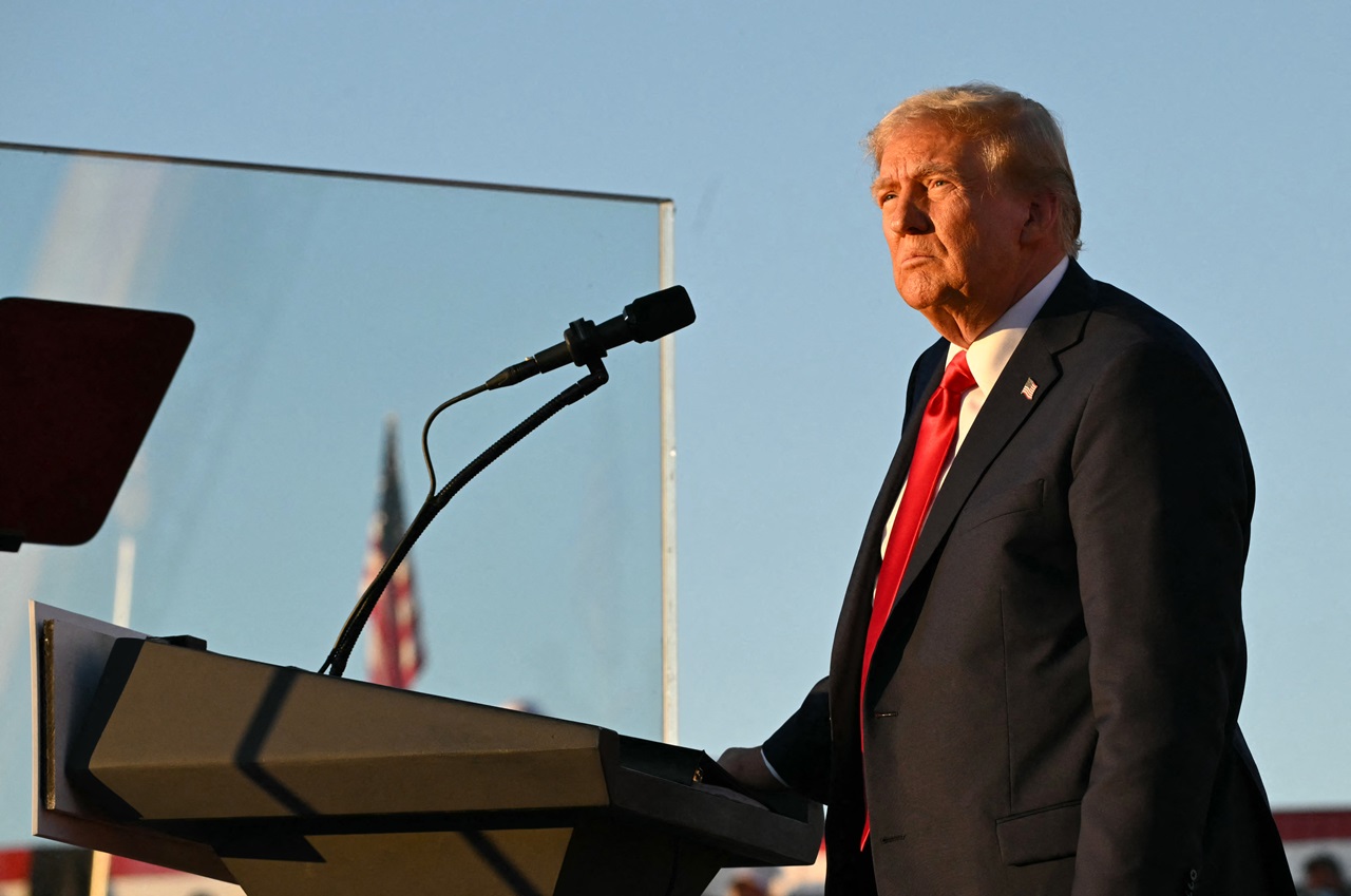 Former US President and Republican presidential candidate Donald Trump speaks during a campaign rally at site of his first assassination attempt in Butler, Pennsylvania on October 5, 2024. (Photo by Jim WATSON / AFP)