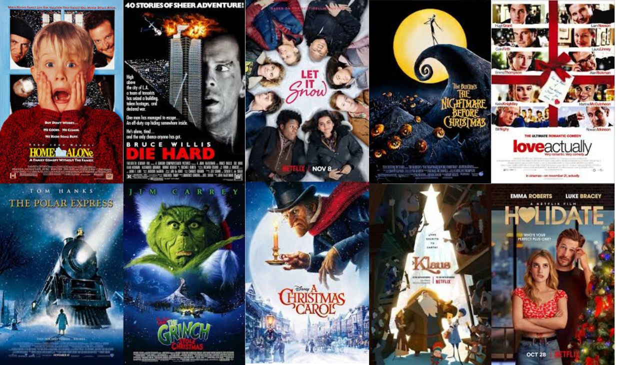 10 películas para ver en Navidad y Año Nuevo. Collage realizado con los posters oficiales de las películas