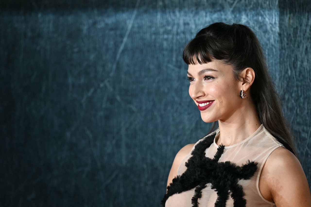 Spanish actress Ursula Corbero poses on the red carpet upon arrival for the UK premier for the movie "The day of Jackal" at the Queen Elizabeth Hall, Southbank, in London, on October 22, 2024. (Photo by JUSTIN TALLIS / AFP)