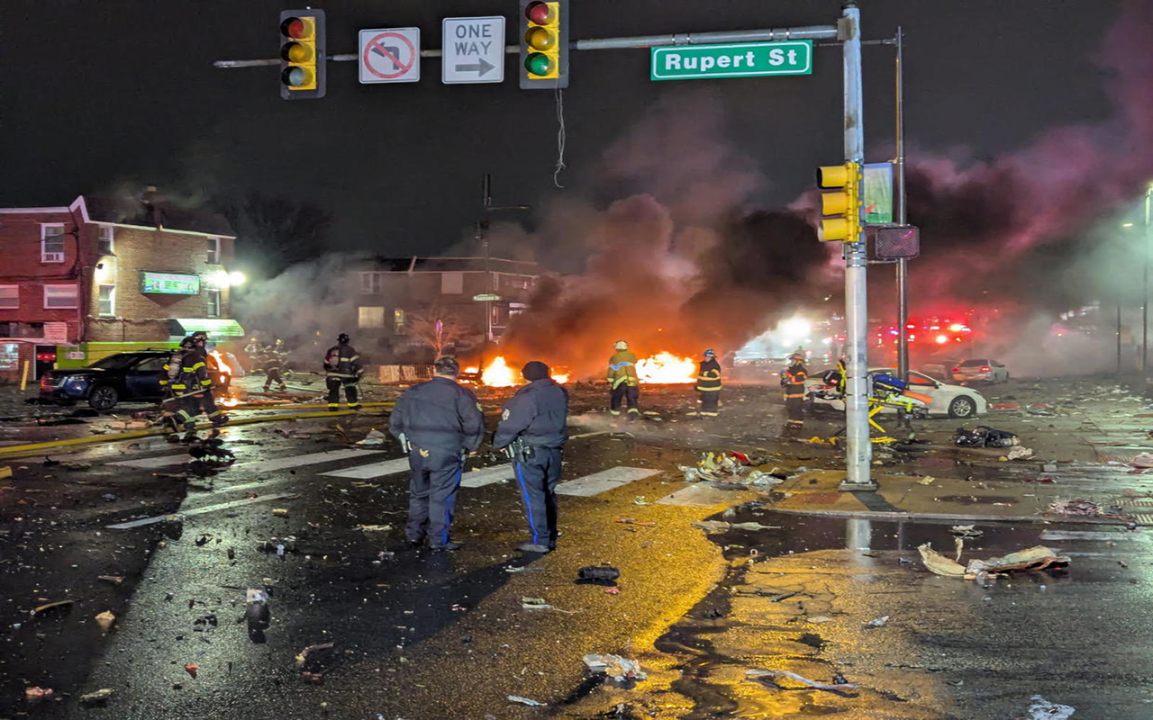 The scene of a plane crash near Cottman & Bustleton Ave. in Northeast Philadelphia. Courtesy CBS3