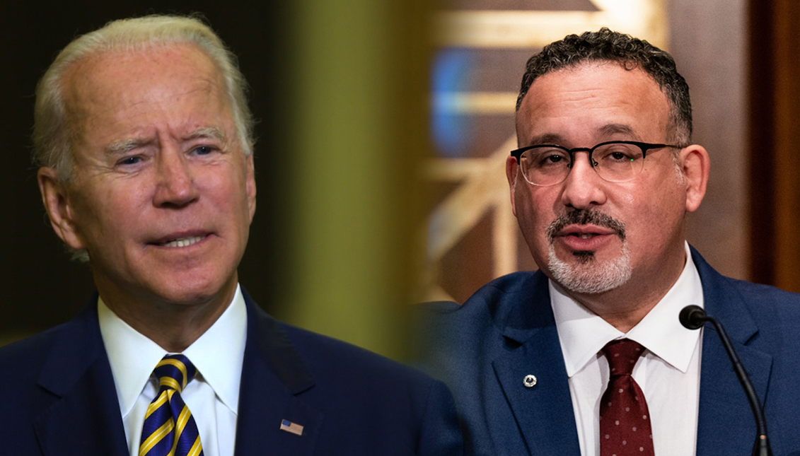  Biden has asked Education Secretary Miguel Cardona to compile a memo on his legal authority to forgive student loan debt. Photo: Getty Images