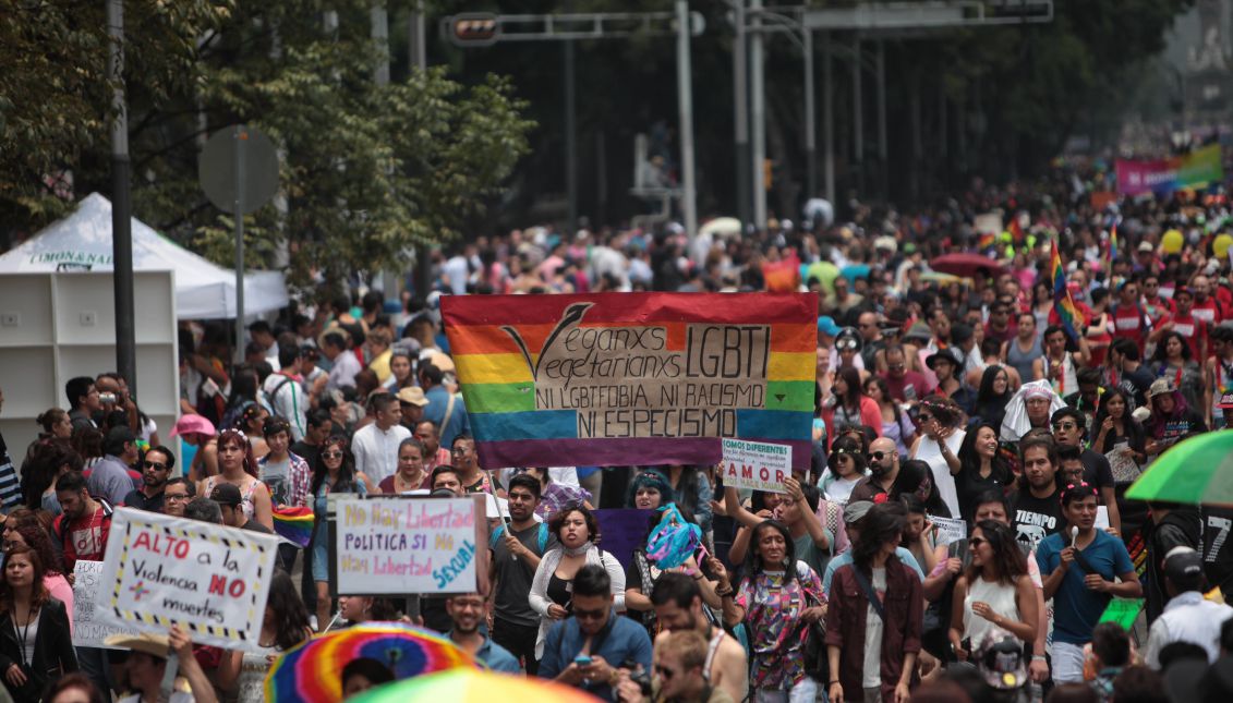 File photo showing LGBT community supporters marching during the 38th LGBT pride parade in Mexico City, Mexico on Jun. 25, 2016. EFE/Sashenka Gutierrez