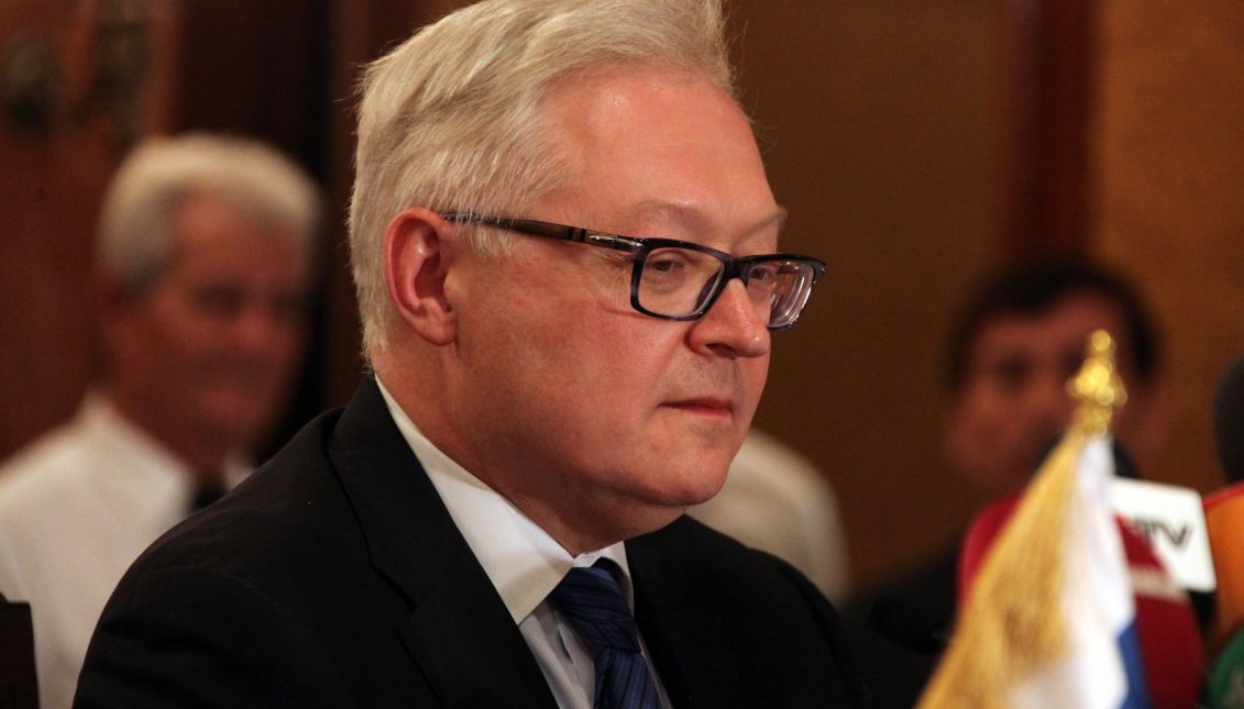 Sergei Ryabkov at a press conference in Damascus, Syria on June 28, 2014. EPA/YOUSSEF BADAWI