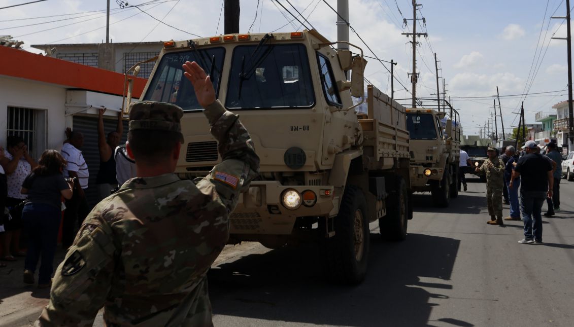 US and Puerto Rico National guard control the admission and distribution of aid in San Juan, Puerto Rico, Sept. 24, 2017. EPA-EFE FILE/Thais Llorca