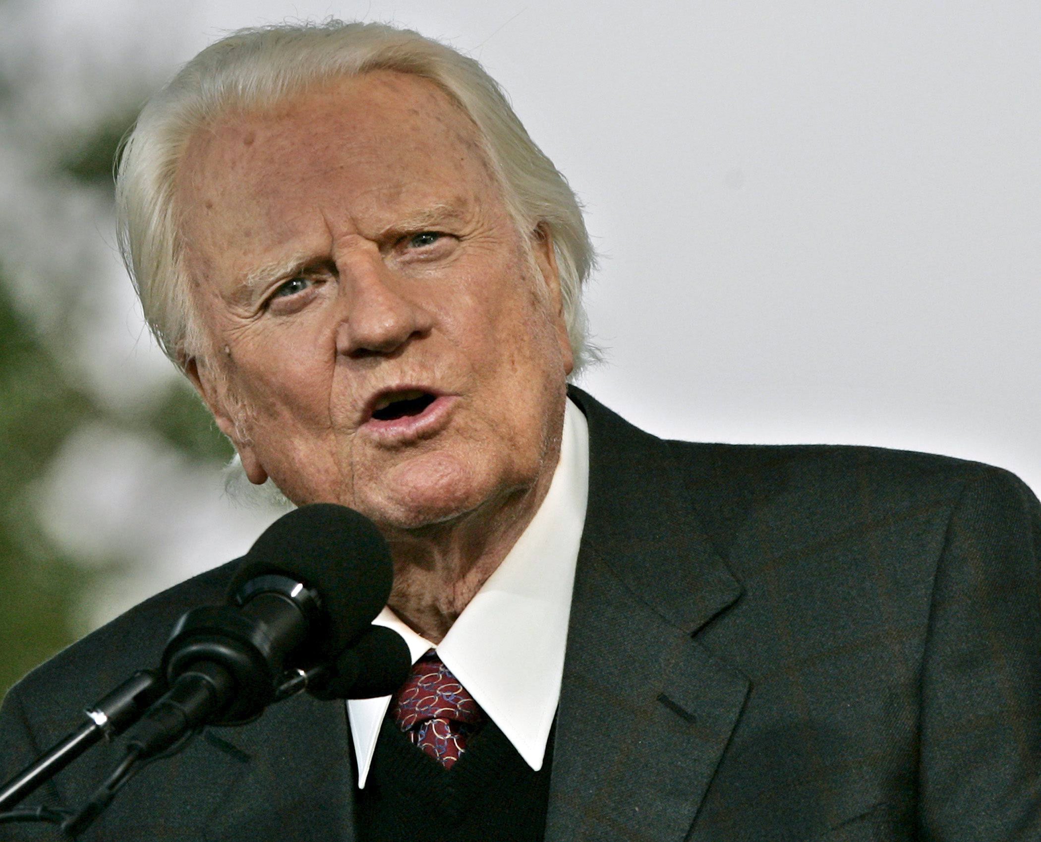 American evangelical Christian pastor Billy Graham speaks on the second night of the Greater New York Billy Graham Crusade, at Flushing Meadows Corona Park in Queens, New York, on June 25, 2005. Media reports state that Billy Graham died aged 99 on Feb. 21, 2018, at his home Montreat, North Carolina. EFE