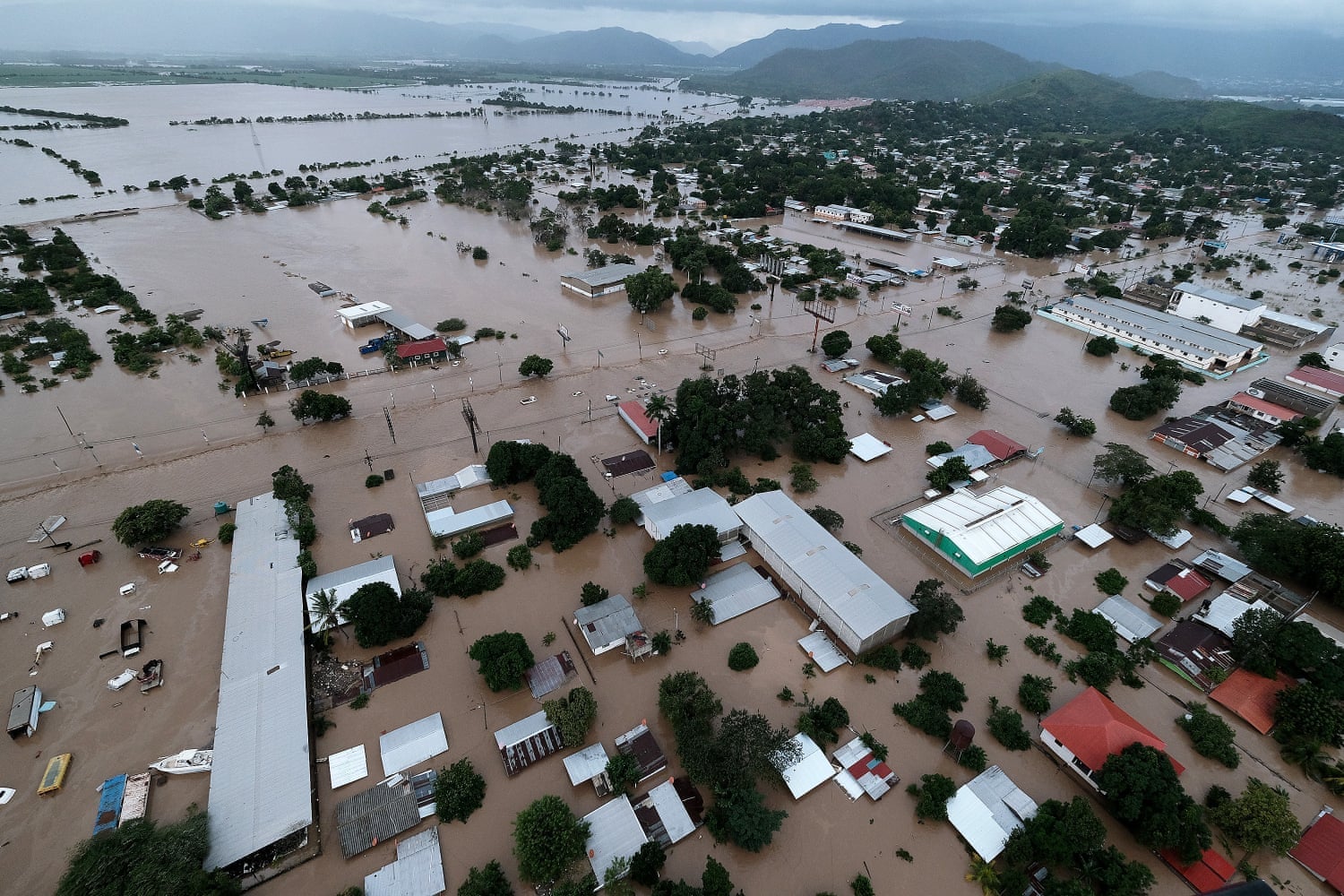  Image after Hurricane Iota left the Planeta municipality in La Lima, Honduras, submerged in water. Photograph: Yoseph Amaya/Getty Images