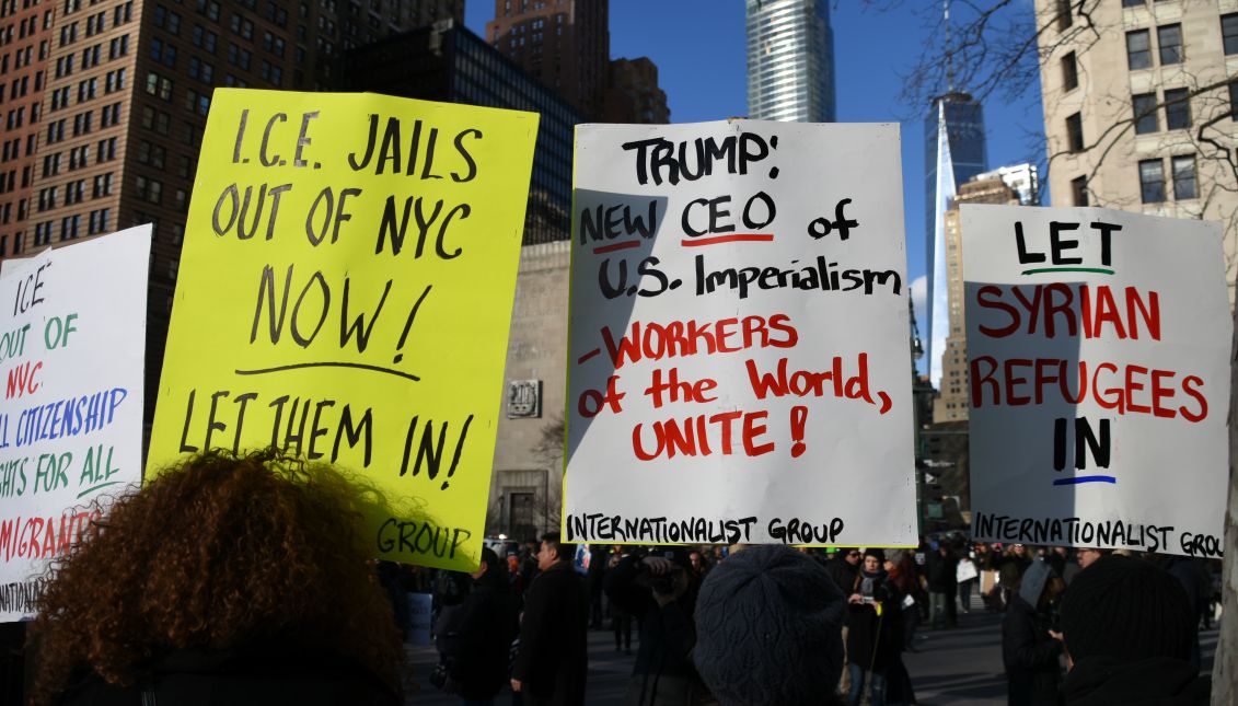 Imagen de una manifestación en  Nueva York en enero de 2015 en contra de las políticas anti-inmigración que quiere imponer el presidente Trump. Foto: Wikimedia. 
