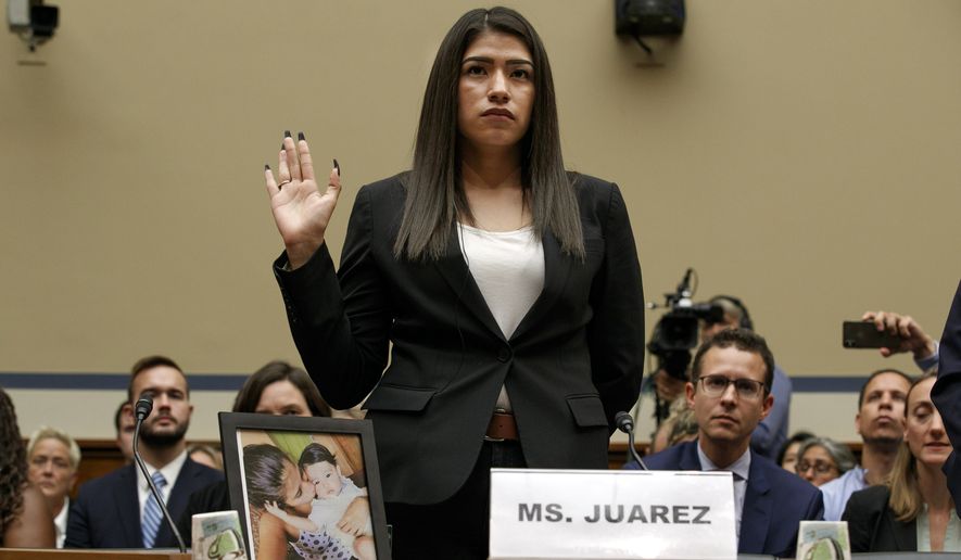 Yazmin Juarez is sworn in before testifying in front of the House Oversight Committee. Photo: Jacquelyn Martin/AP