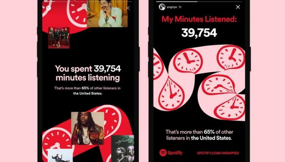 'Spotify Wrapped' tells users the amount of time they listened to content. Photo: Spotify