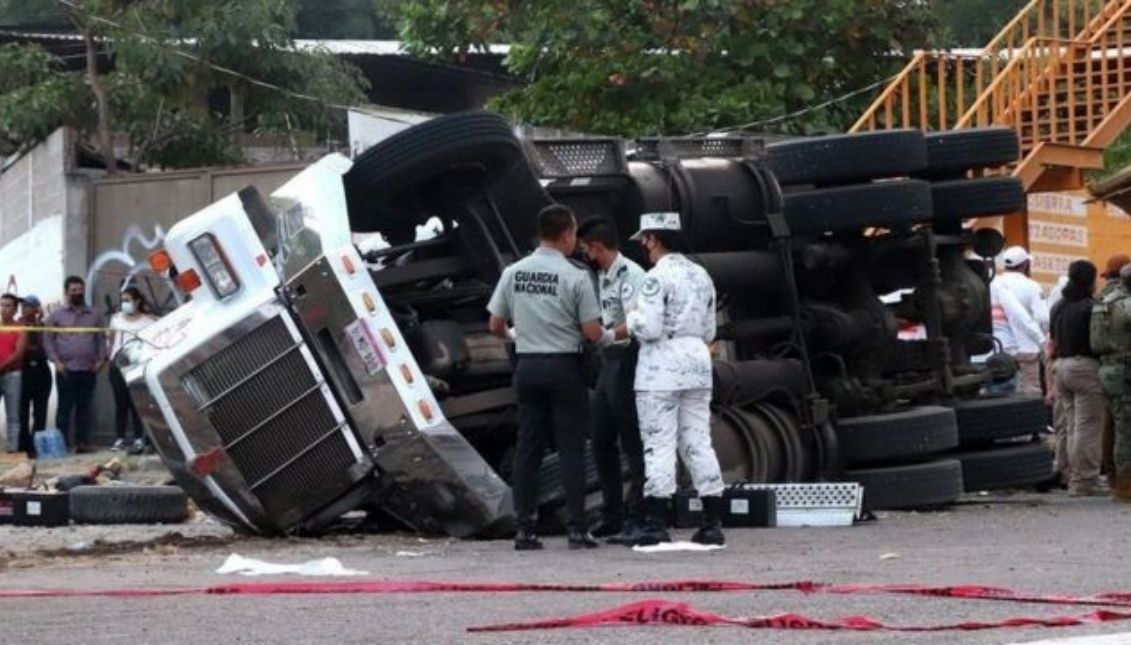 Accidente de camión en Chiapas, México. Foto: Twitter 