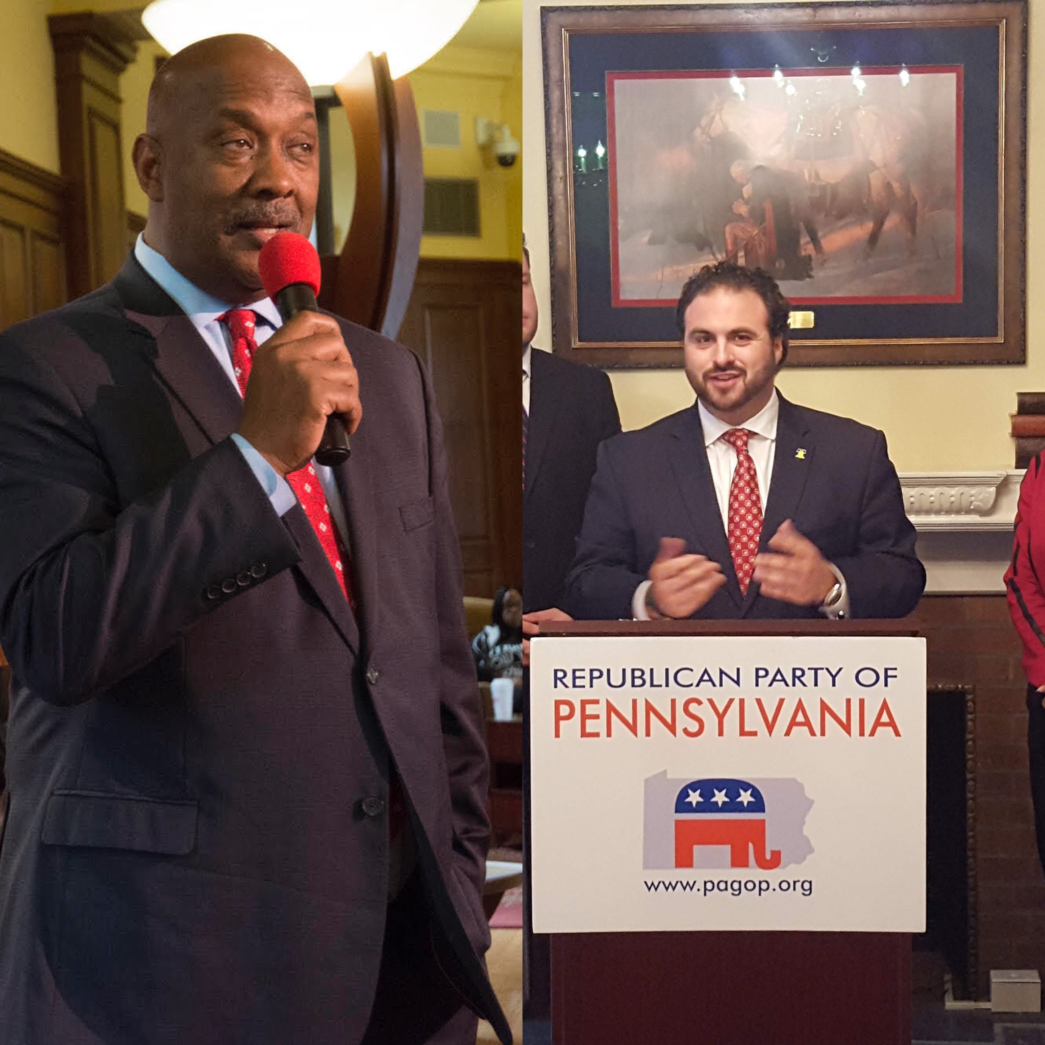 Democratic candidate Dwight Evans (left) and Republican candidate Bryan Leib (right). Photos: Linda Johnson / Chestnut Hill College (left) and Bryan Leib Campaign (right)