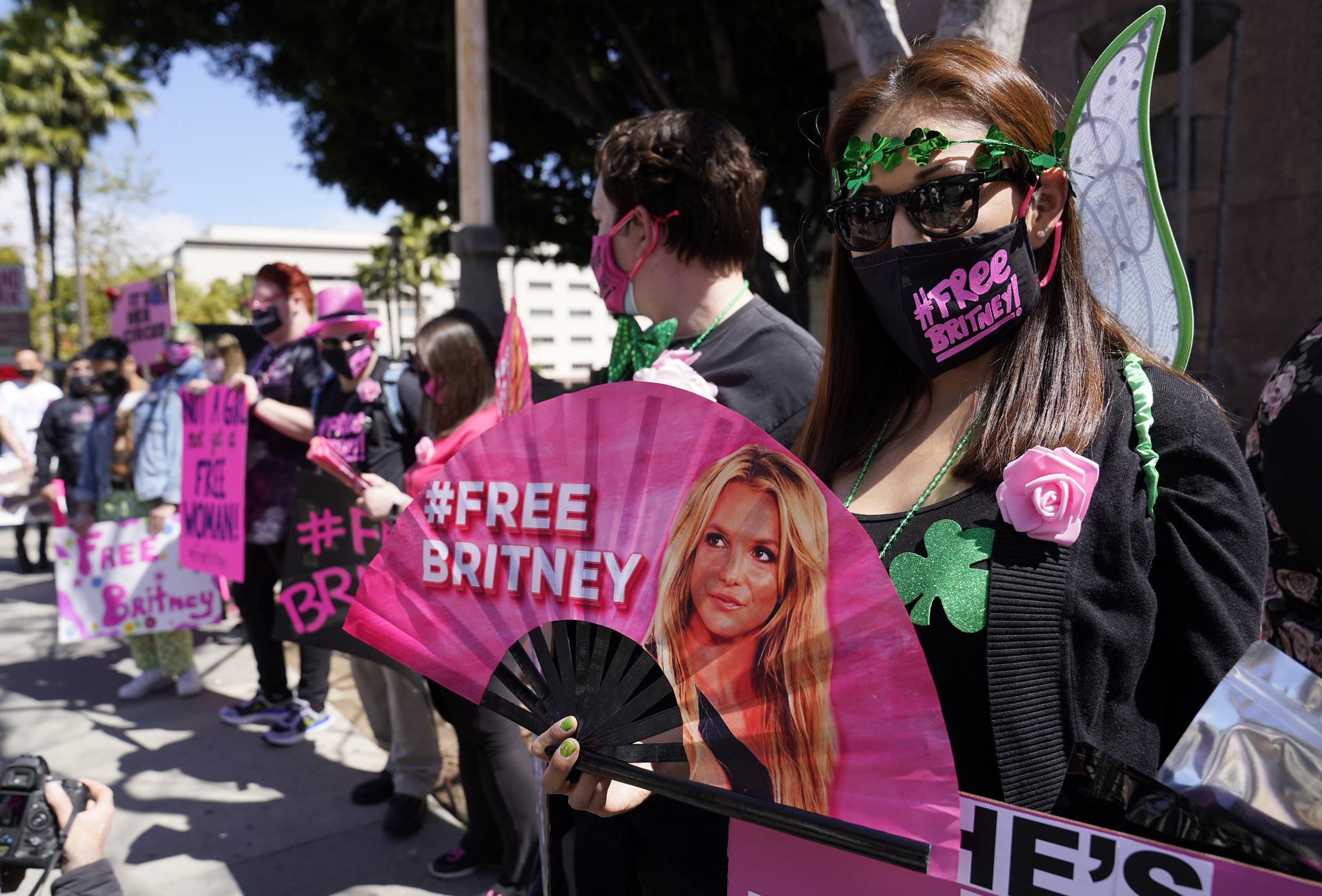 #FreeBritney collective demonstrating outside the courthouse during a hearing. File image.