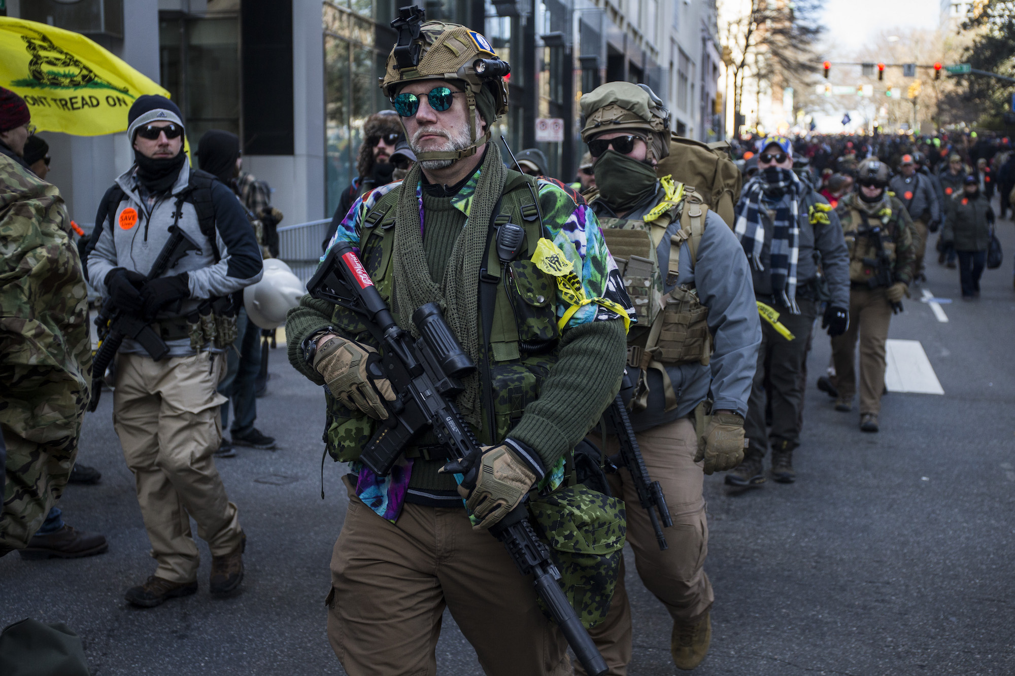 Gun rights advocates attend a rally organized by The Virginia Citizens Defense League on Capitol Square near the state capitol building on January 20, 2020 in Richmond, Virginia. Photo: Zach Gibson/Getty Images.