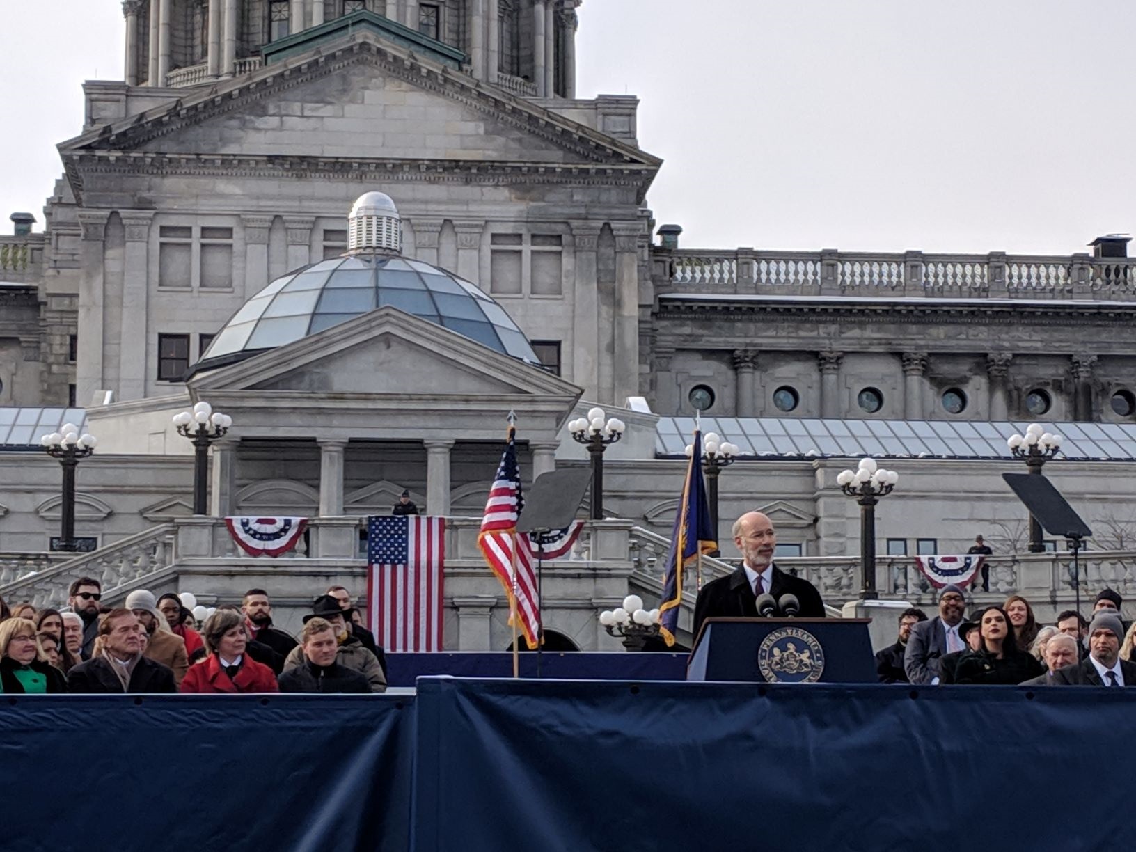 Governor Tom Wolf speaks at inauguration on Tuesday. Photo: David Maas/AL DIA News.