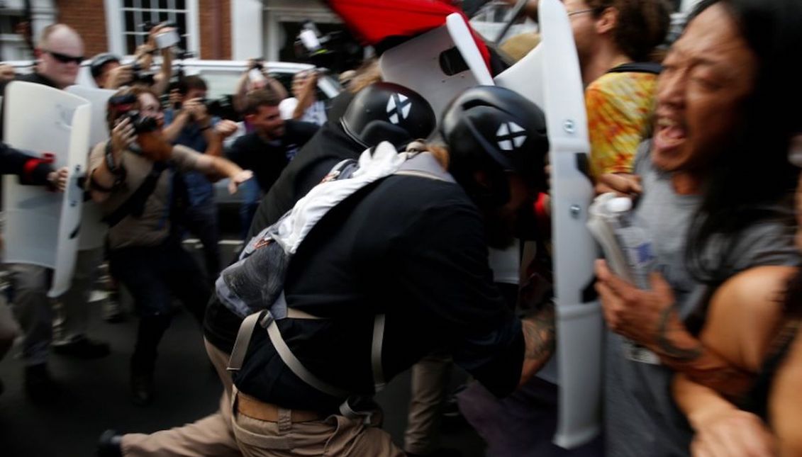 Violent clashes erupt at 'Unite the Right' rally in Charlottesville, Va. Photo: Reuters.