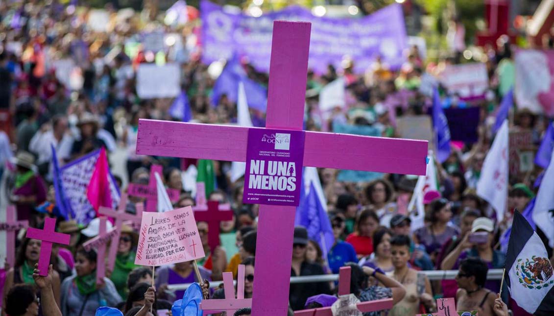 Manifestación en Ciudad de Mexico durante el Día por la Eliminación de la Violencia contra las Mujeres. Jair Cabrera/Getty Images.