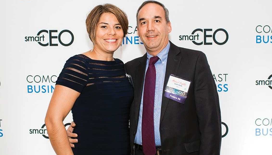 Swain Techs President and CEO Manny Trujillo and his wife Margarita, pictured at SmartCEO's Philadelphia Future 50 Awards gala. Trujillo won the Philadelphia Future 50 award in 2016 and 2017, which recognizes companies in the area that represent the future of Philadelphia's economy. (Courtesy photo)
