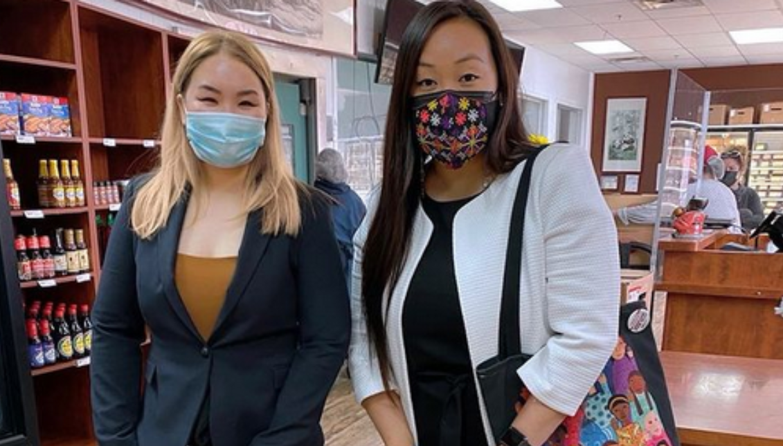 Kelly Shum, owner of Mad Butcher Meat Company (left) posing with Sacramento Councilwoman Mai Vang (right) photo courtsey of Mad Butcher Meat Company's Instagram