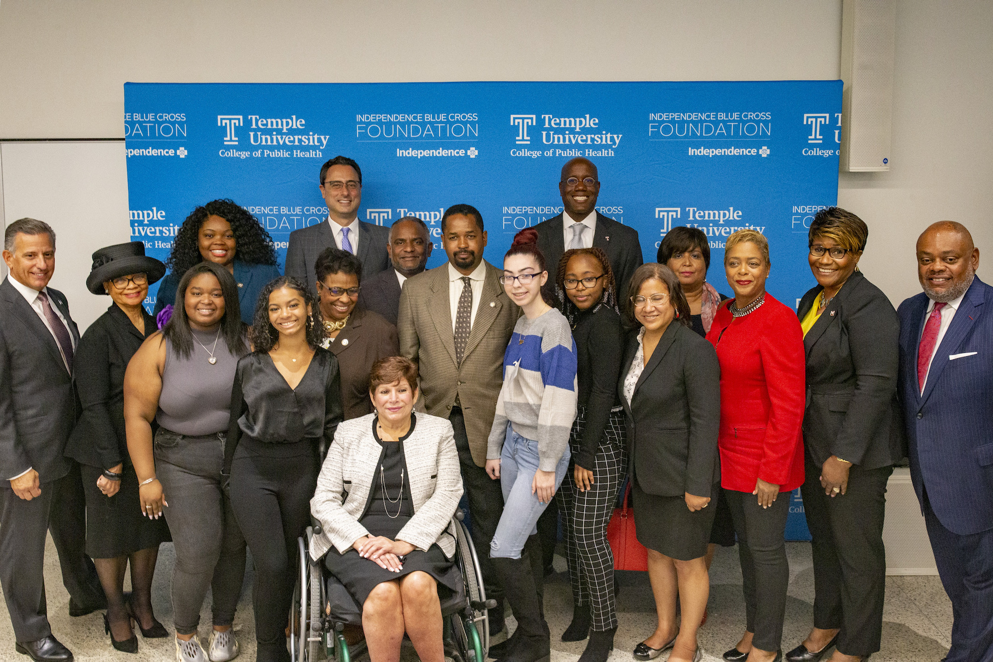 Leaders from Temple, IBX and the city pose with the first cohort of the nursing pipeline program. Photo: Twitter- @TempleCPH
