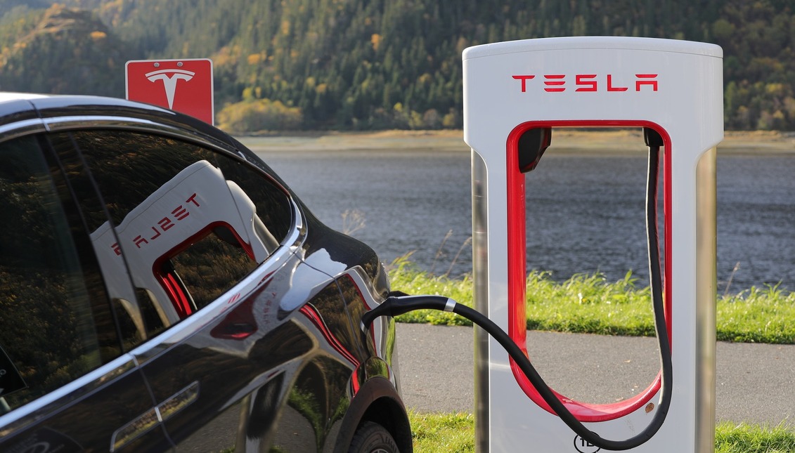 Tesla vehicle at charging station