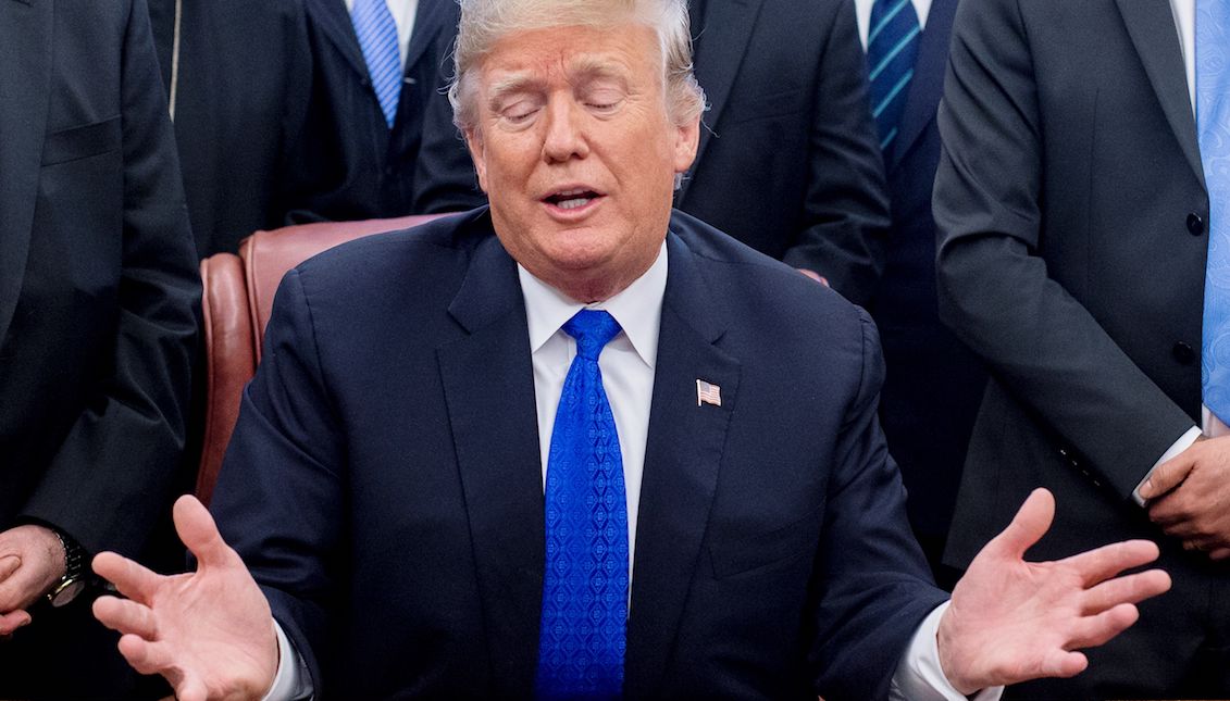 The President of the United States, Donald J. Trump, makes comments to members of the media during a signing ceremony of HR 390, the "Law of Relief and Accountability of the Iraqi and Syrian Genocide of 2018", in the Oval Office of the White House in Washington on December 11, 2018. EFE/MICHAEL REYNOLDS