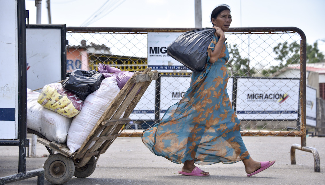 PARAGUACHON, COLOMBIA - JUNE 9: A Wayuu indigenous woman crosses the border between Colombia and Venezuela on June 9, 2019, in Paraguachon, Colombia. (Photo by Guillermo Legaria/Getty Images)