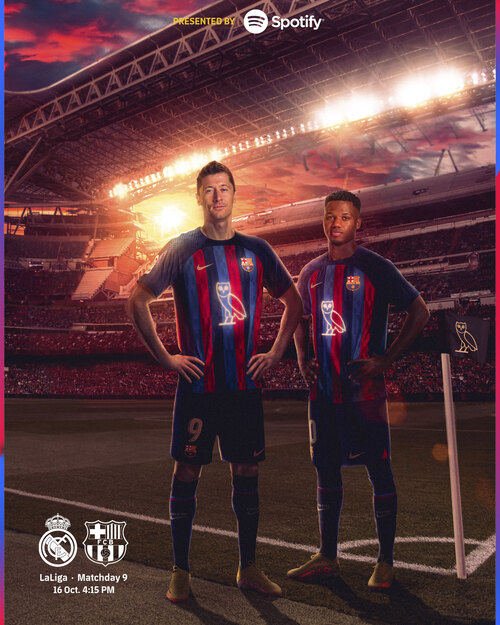 Promotional graphic with Barcelona players wearing the Drake special edition. Graphic: @FCBarcelona_es.