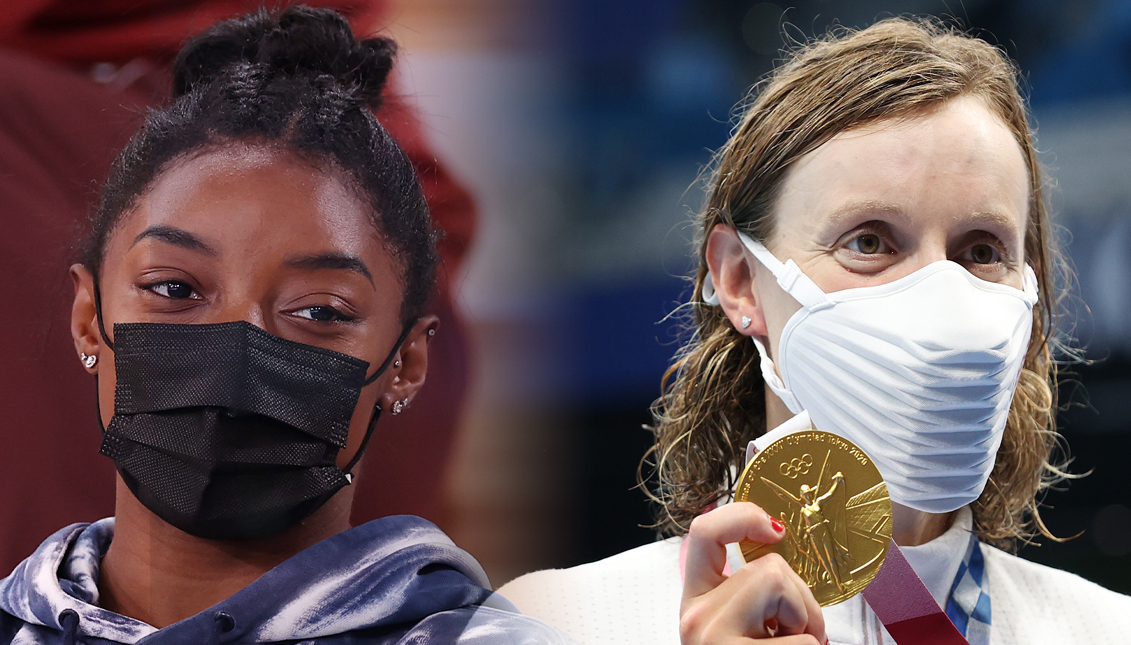 Simone Biles and Katie Ledecky. Getty Images