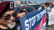 A group of deported veterans protested in honor of deported veterans who have died outside the United States, and demanded changes to laws that would give veterans deported access to medical benefits. EFE
