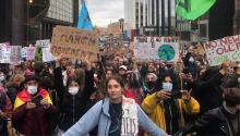 Young people march through the streets of Glasgow. Photo credit: Twitter @gretathunberg