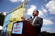Rep. Chuy García (D-IL) speaks at a “We Cant Wait Rally,” on the National Mall on June 24, 2021 in Washington, DC. The activists gathered to call upon the Biden administration and Congress to act on citizenship for all, climate justice, care and good jobs. Photo: Anna Moneymaker/Getty Images