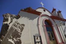 The Immaculate Concepcion Catholic church lies in ruins after an overnight earthquake in Guayanilla, Puerto Rico, Tuesday, Jan. 7, 2020. A 6.4-magnitude earthquake struck Puerto Rico before dawn on Tuesday, killing one man, injuring others and collapsing buildings in the southern part of the island. (AP Photo/Carlos Giusti)
