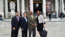 (L to R) Fernando Treviño, Deputy Director at MOIMA; Carlos Gibralt-Cabrales, Consul of Mexico in Philadelphia; Mayor Michael Nutter and Desire Peterkin-Bell, City Representative and Director of Communications.
