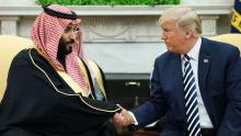 El presidente Trump y el príncipe Mohammed bin Salman durante la visita de Arabia Saudita a Estados Unidos en marzo. Fuente: AFP.